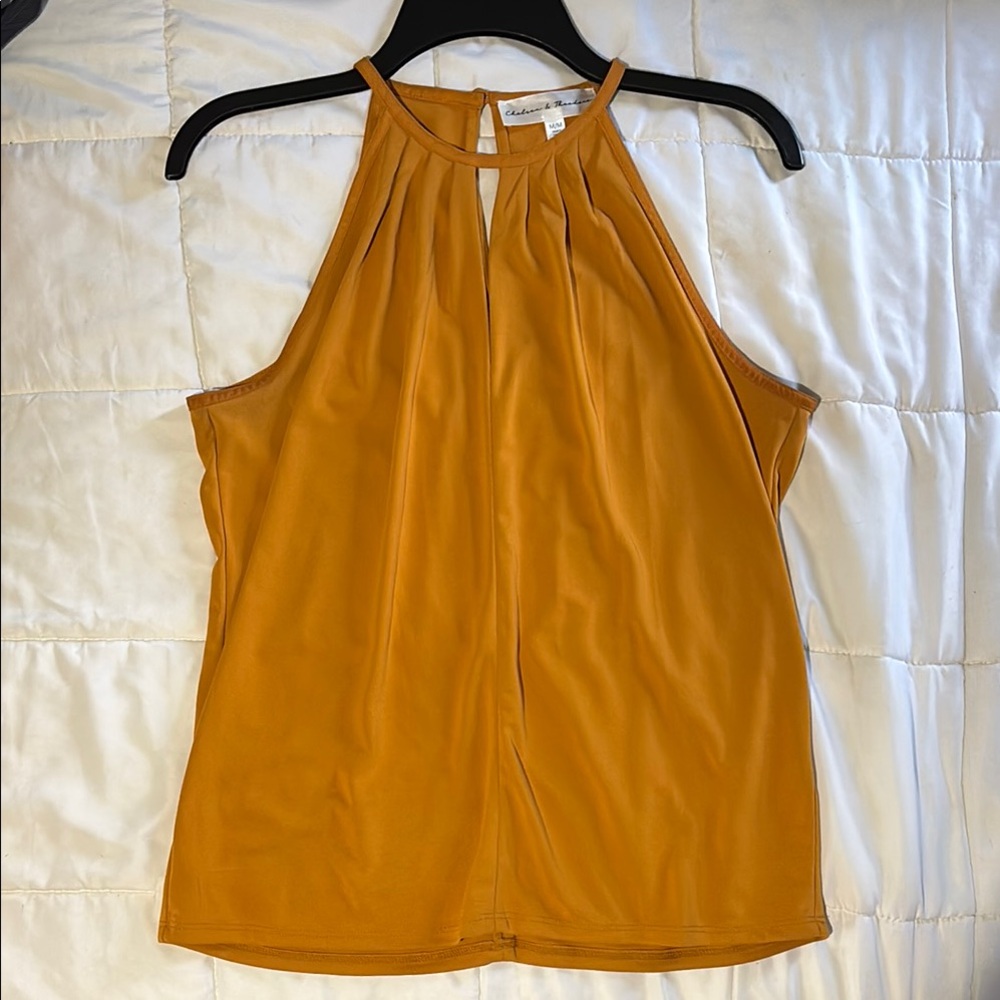 Chelsea & Theodore Dark Golden Sleeveless Blouse